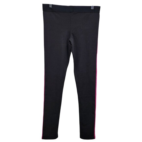 Black Pink Womens Athletic Leggings  Side Stripes Size L Iris Basic Stretchy - Picture 9 of 9